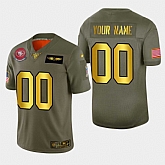 Nike 49ers Customized 2019 Olive Gold Salute To Service 100th Season Limited Jersey,baseball caps,new era cap wholesale,wholesale hats